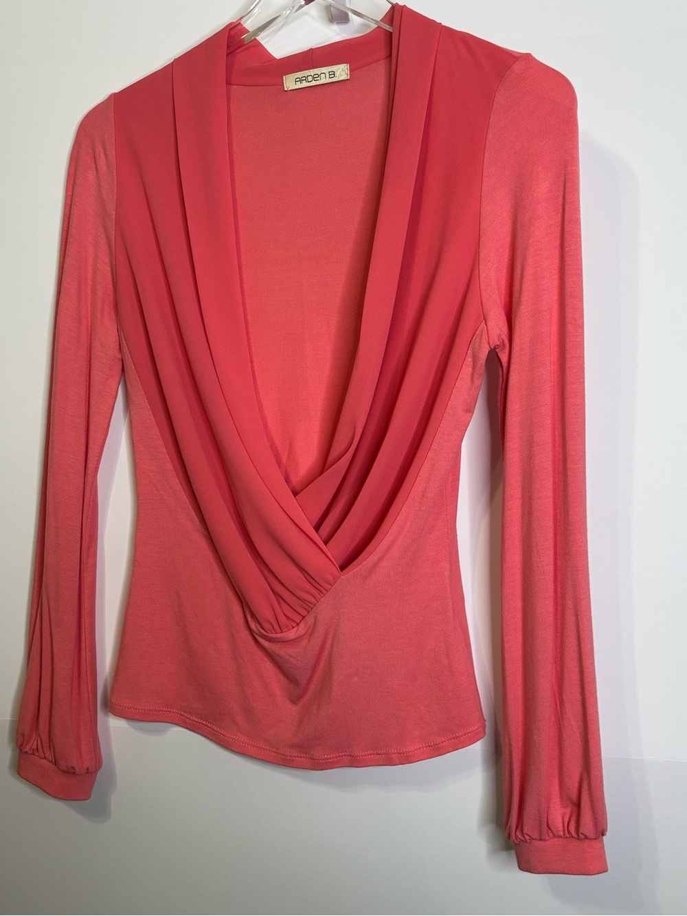 Arden B Deep V-Neck Long Sleeve Blouse